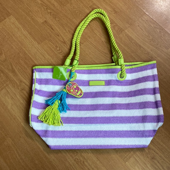 Vera Bradley Handbags - Vera Bradley Striped Tote Lilac Stripe 15953-640